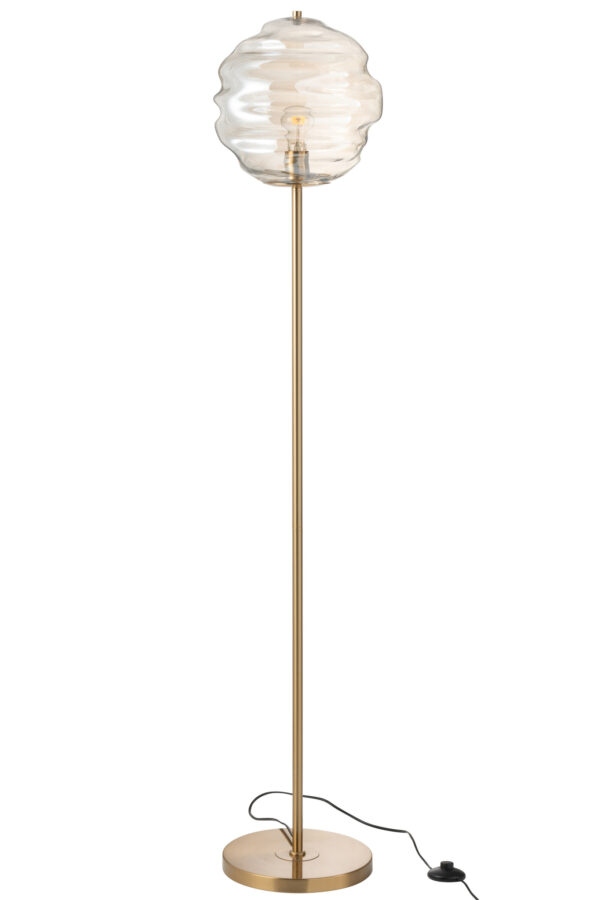 Vloerlamp Honingraat Glas Licht Cognac