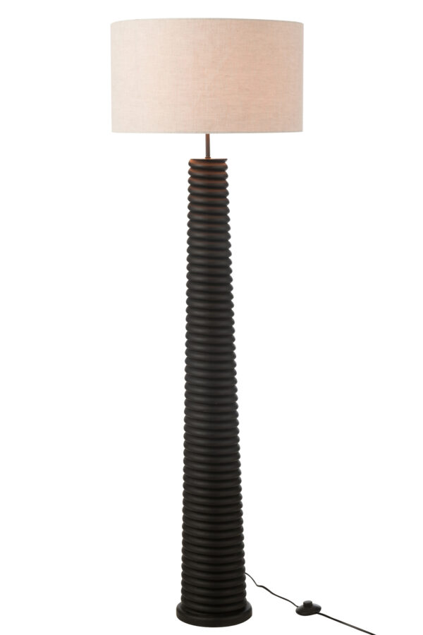 Vloerlamp Schroefdraad Ailanthushout Zwart/Grijs