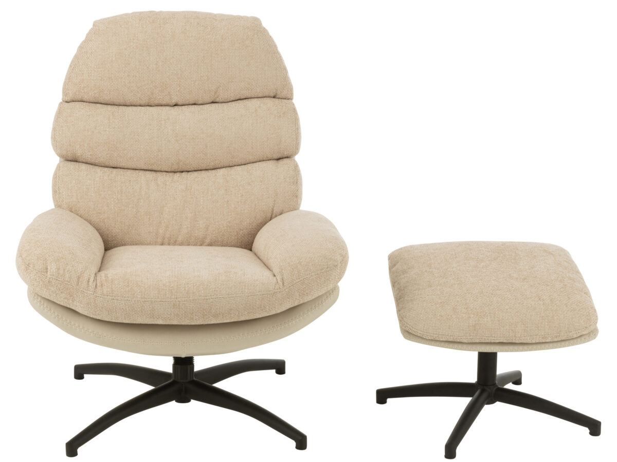 Relaxstoel + voetenbank lichtgrijs