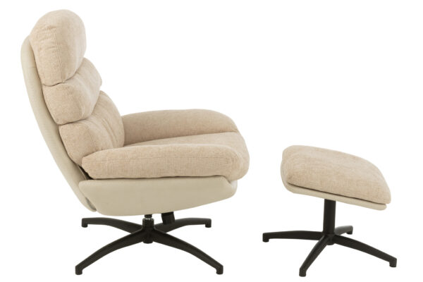 Relaxstoel + Voetenbank Beige