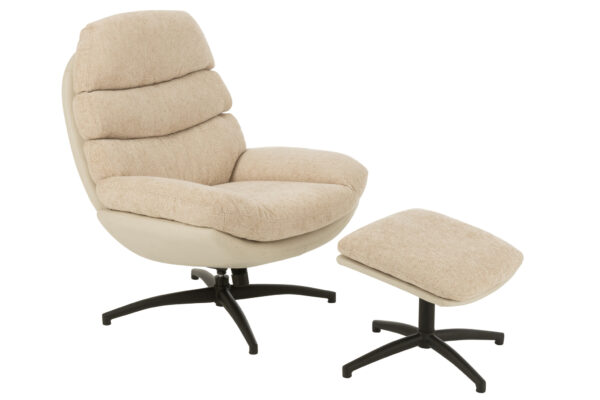 Relaxstoel + Voetenbank Beige