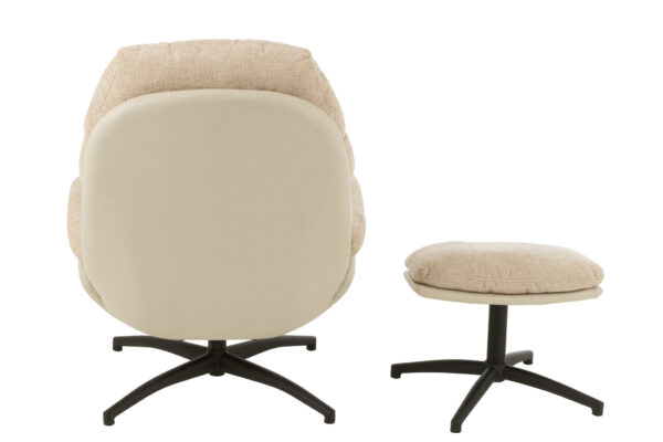 Relaxstoel + Voetenbank Beige