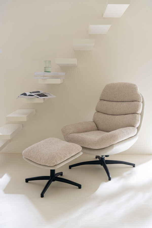 Relaxstoel + Voetenbank Beige