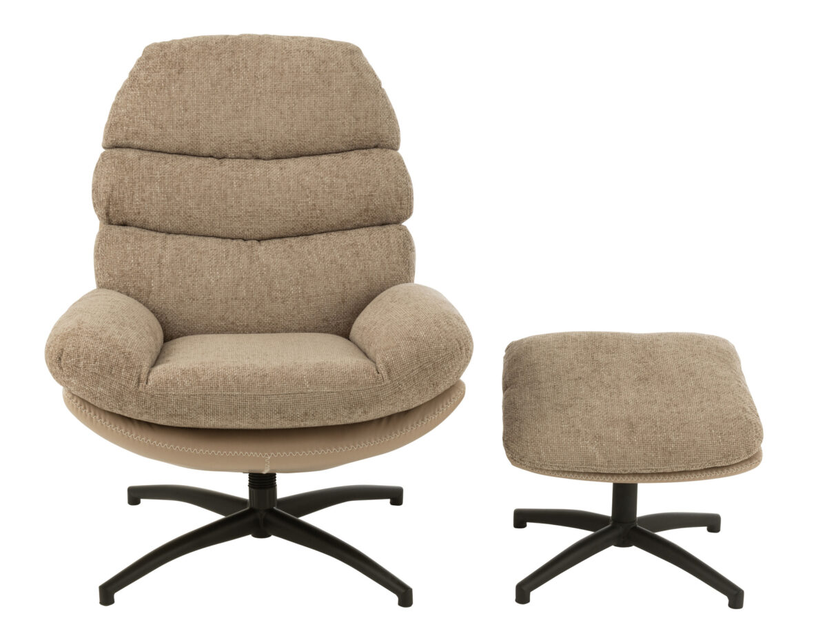 Relaxstoel + voetenbank donkergrijs