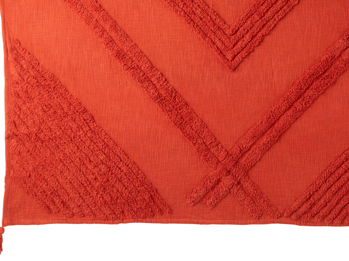 J-line Plaid Getuft kwastjes baksteenrood