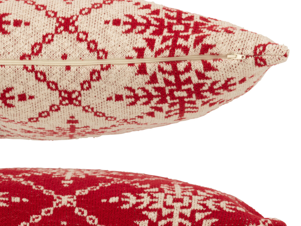 Set van 2 kussens met sneeuwvlokken, rood/wit