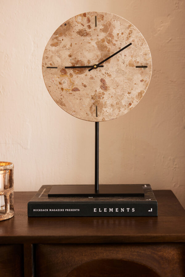 Tafelklok Marmer Beige/Zwart J-line