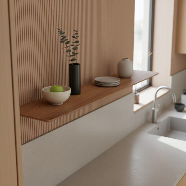 Craftsman Wandplank Teakhout Beige -  90 cm