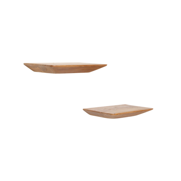 craftsman teakhouten wandplank set van 2