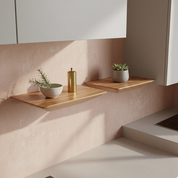 Craftsman Wandplanken Teakhout Beige -  Set van 2 (25 cm)