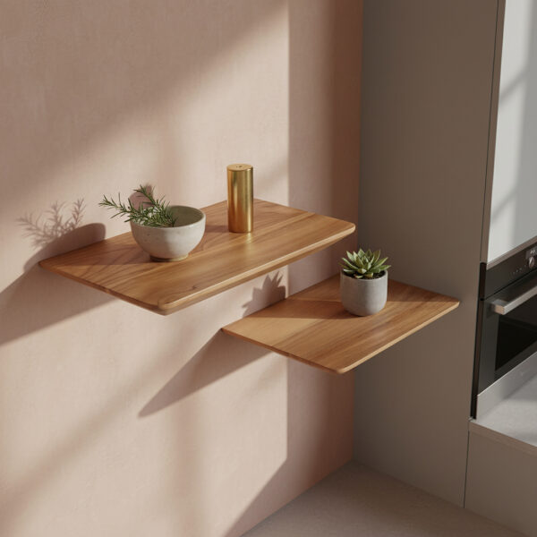 Craftsman Wandplanken Teakhout Beige -  Set van 2 (25 cm)