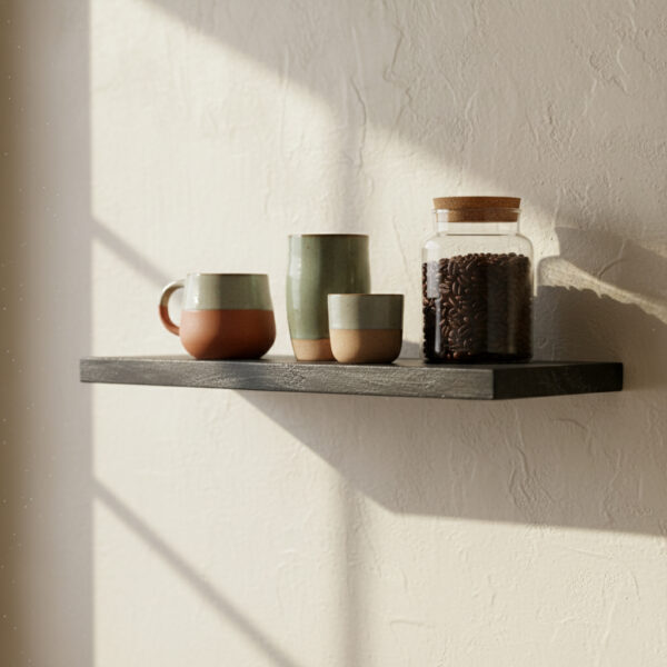 Zwarte zwevende wandplank  80 cm