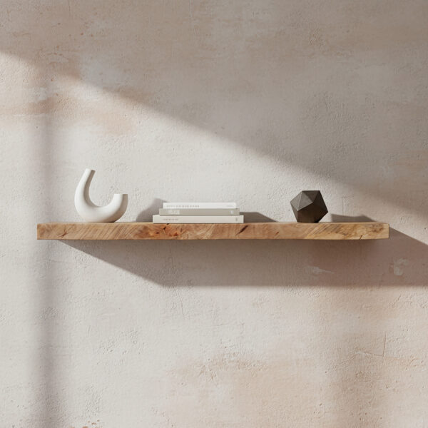 Zwevende wandplank mangohout Beige - 80 cm