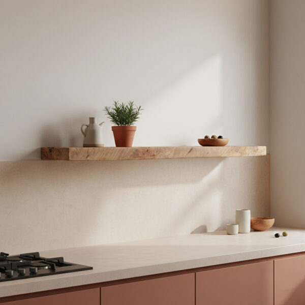 Zwevende wandplank mangohout Beige - 80 cm