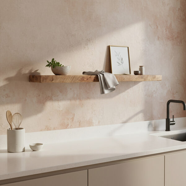Zwevende wandplank mangohout Beige - 80 cm