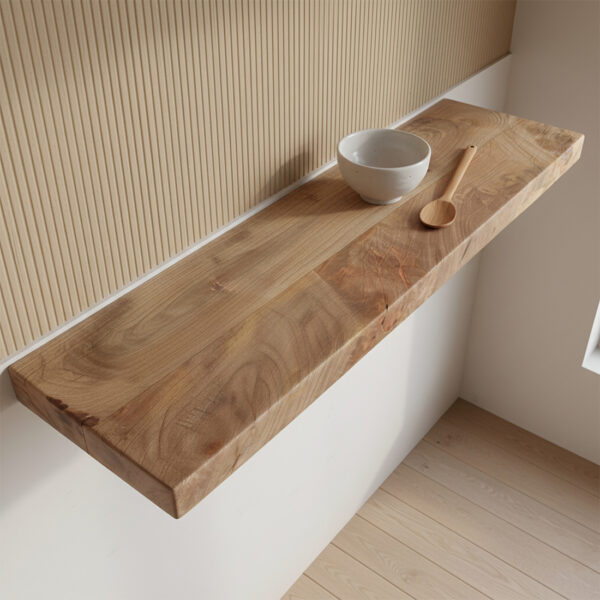Zwevende wandplank mangohout Beige - 80 cm