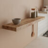 Zwevende wandplank mangohout Beige - 80 cm