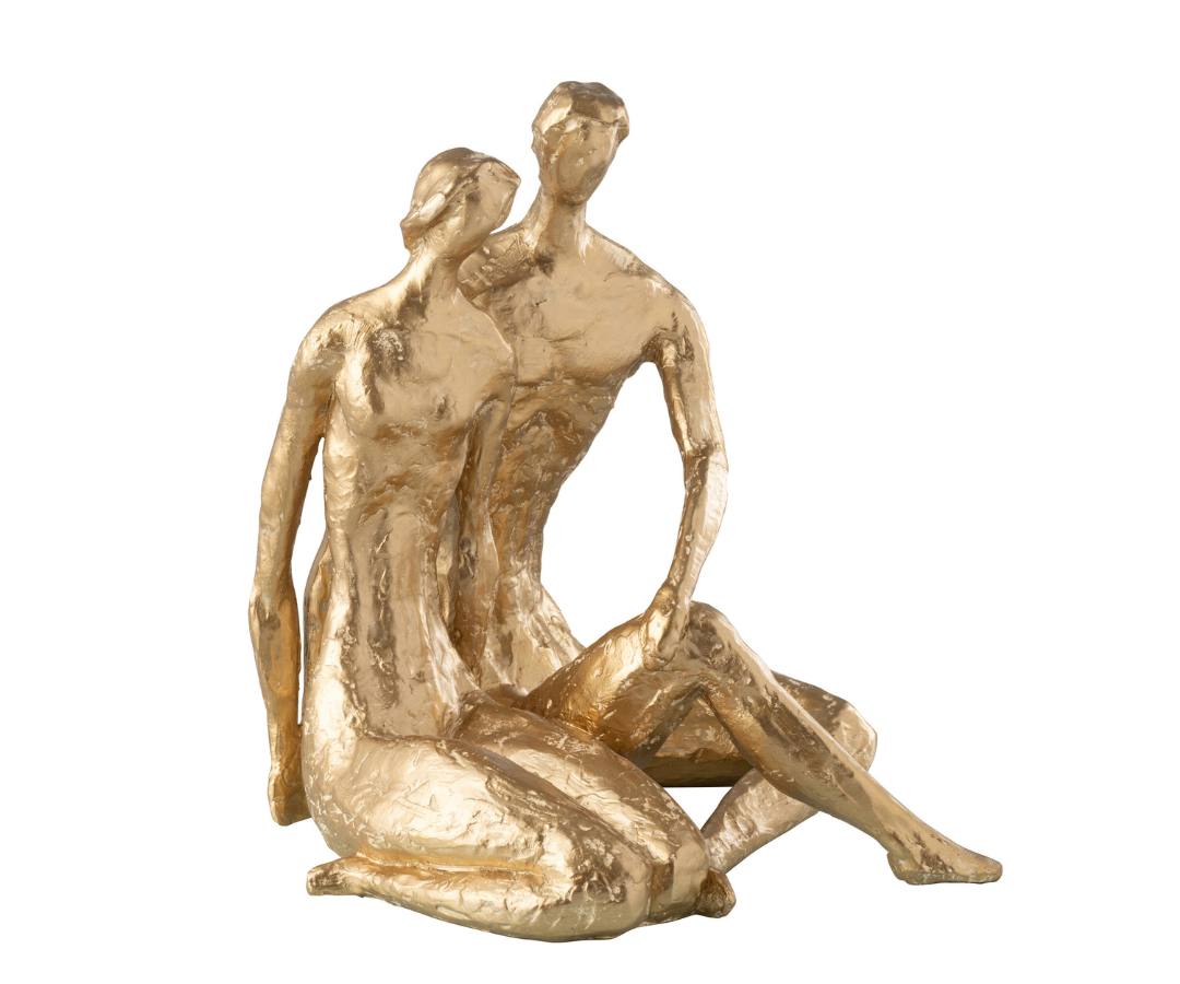 Decoratief Beeld van zittend Koppel - Goud