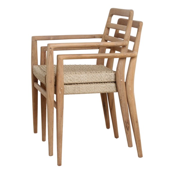 Verano Tuinstoelen met Armleuning Teakhout Naturel - (Set van 2)