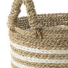 Set van 3 gestreepte manden Raffia wit/naturel