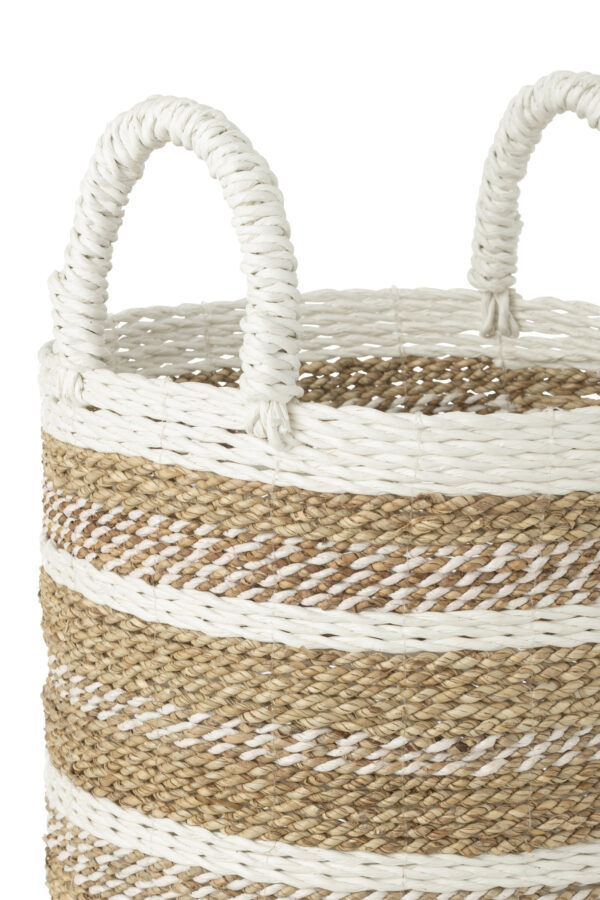 30977-1.jpg Set van 3 Caro Raffia manden wit/naturel
