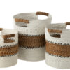 Set van 3 manden Laura raffia wit/naturel