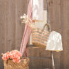 Set van 3 gevlochten raffia manden naturel