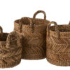Set van 3 gevlochten raffia manden naturel