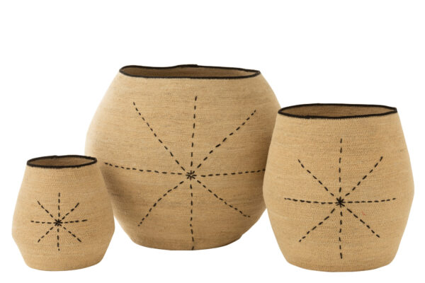 Set van 3 Manden Lio Seagrass, naturel/zwart