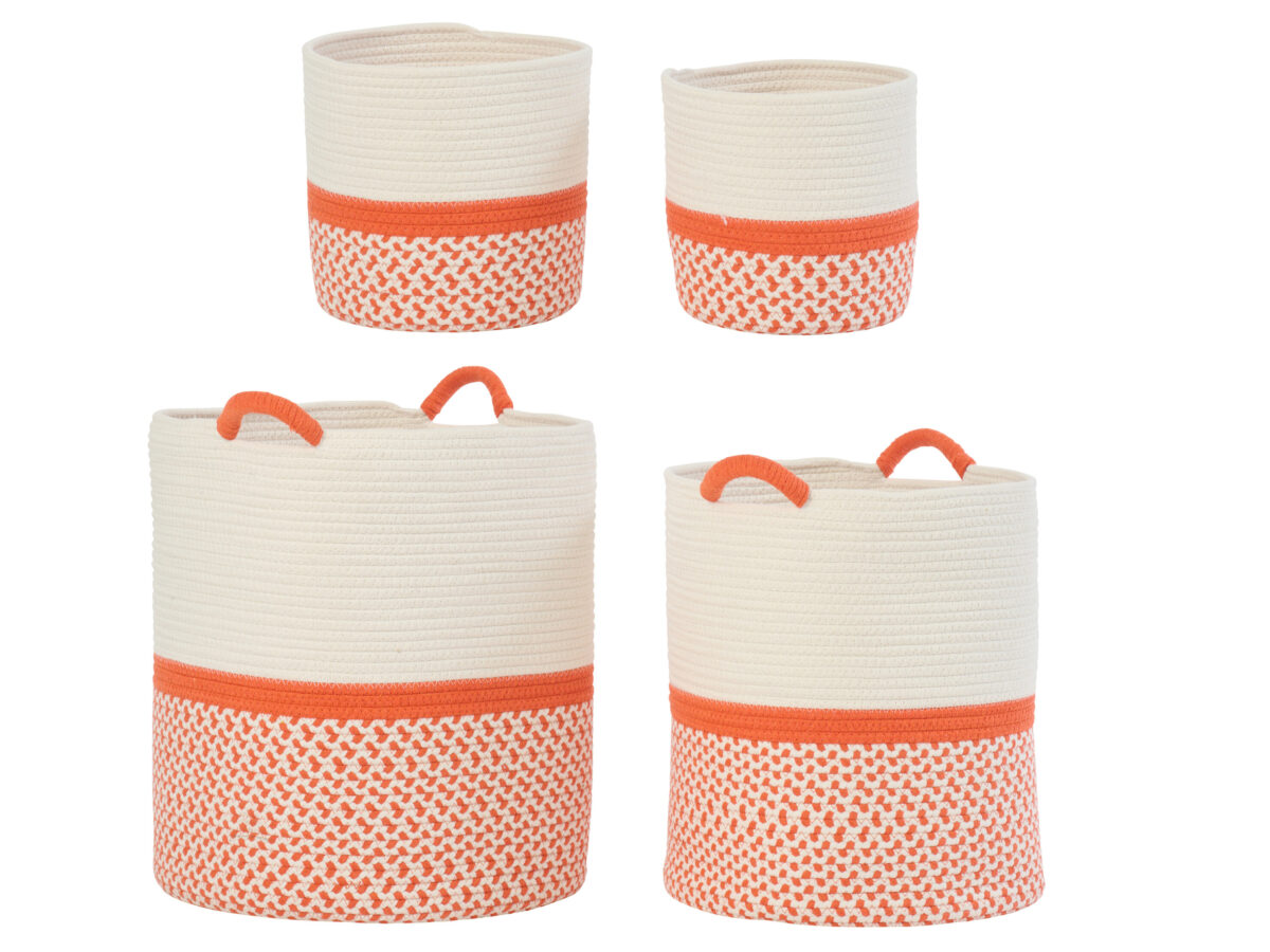 61580-0.jpg Set van 4 opbergmanden - oranje/wit