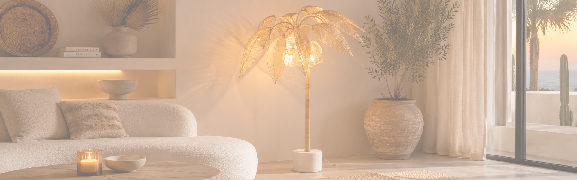 Vloerlampen Omslag Vloerlamp Kokospalm Rotan