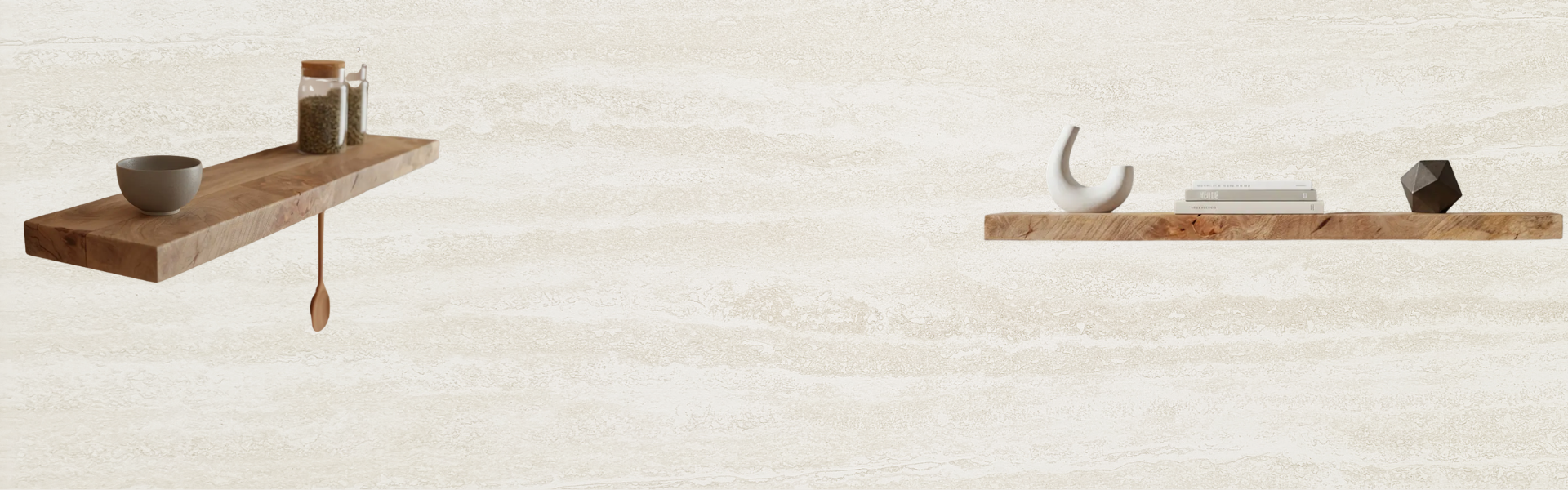Mangohouten Wandplank Beige - 80 cm