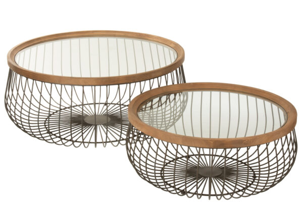 19481-5.jpg Salontafel Rond metaal/glas - set van 2