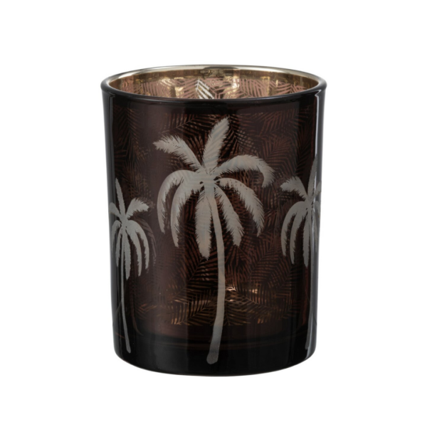21803 Waxinelichthouder Palmbomen Bruin M Waxinelichthouder Palmbomen Bruin M
