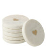 Set van 6 marmeren onderzetters, wit