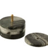Set van 6 ronde marmeren onderzetters, zwart/lichtgrijs
