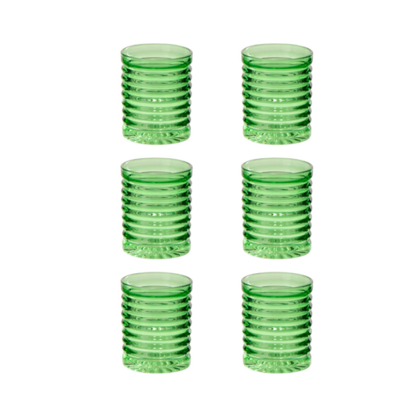 63309 6 Geribbelde Drinkglazen Groen 63309 Set van 6 Geribbelde Drinkglazen Groen