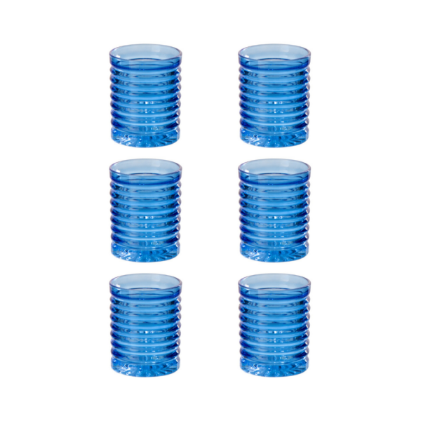63313 6 Geribbelde Drinkglazen Kobaltblauw Set van 6 Geribbelde Drinkglazen Kobaltblauw