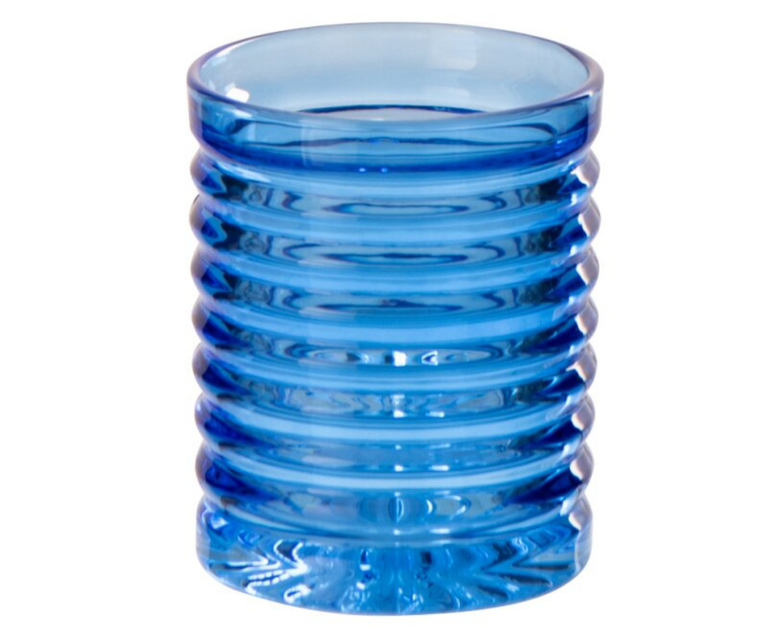 Set van 6 Geribbelde Drinkglazen Kobaltblauw