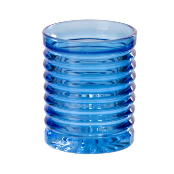 63313 Geribbeld Drinkglas Kobaltblauw Set van 6 Geribbelde Drinkglazen Kobaltblauw