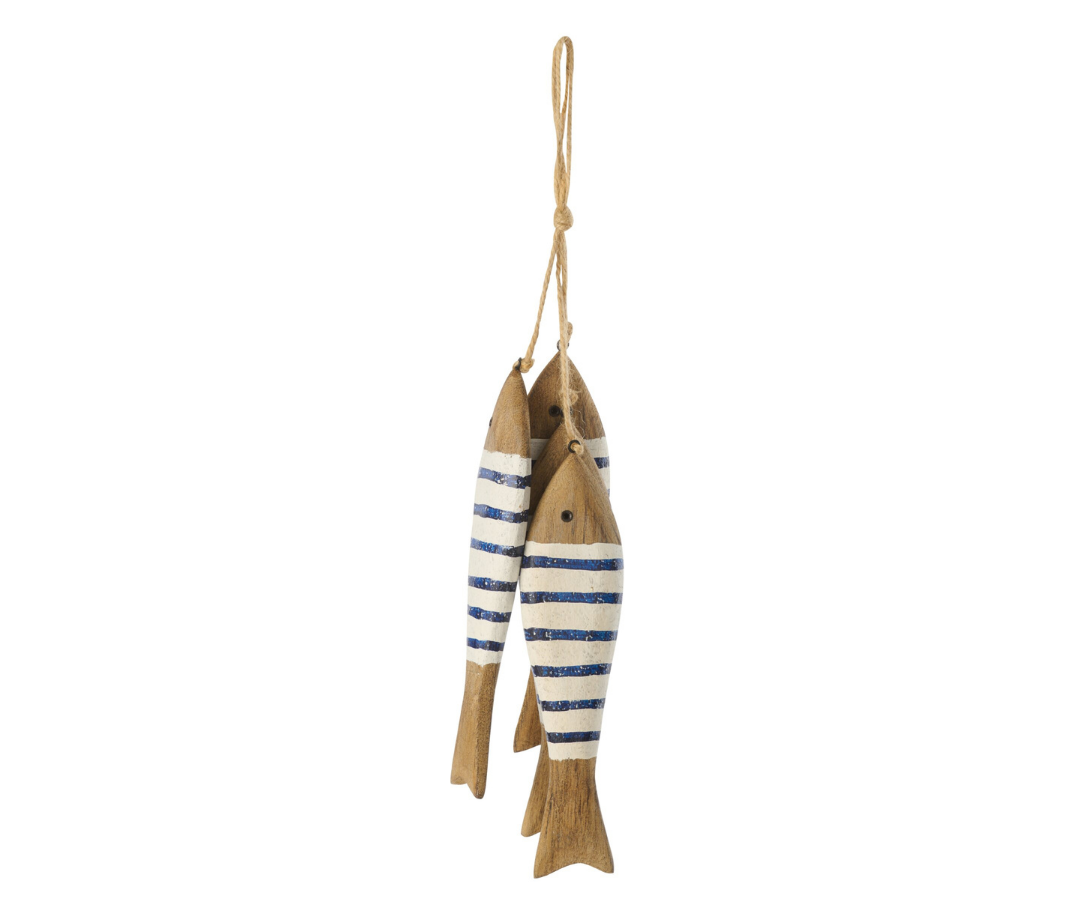 64654 Decoratieve Hanger 4 vissen BlauwWit Decoratieve Hanger 4 vissen Blauw/Wit