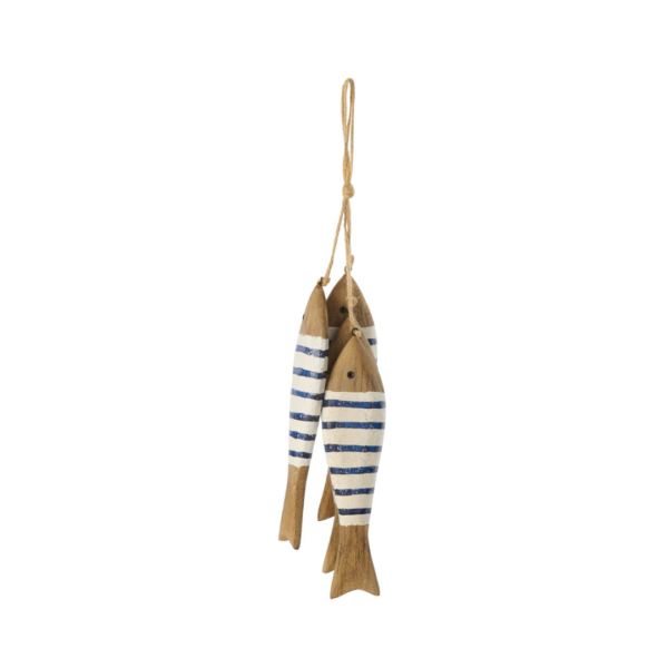 64654 Decoratieve Hanger 4 vissen BlauwWit Decoratieve Hanger 4 vissen Blauw/Wit