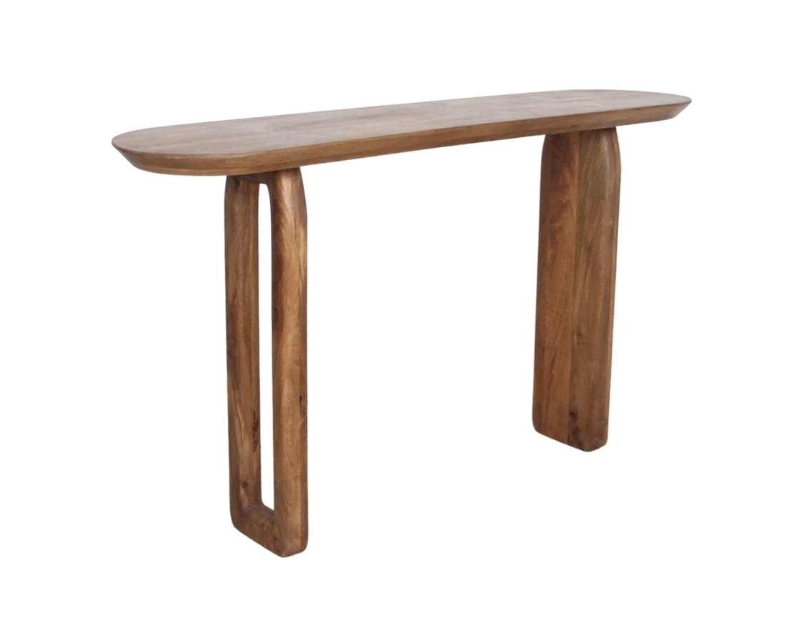 Bullnose mangohouten bijzettafel bruin - 140 x 35 x 80 cm
