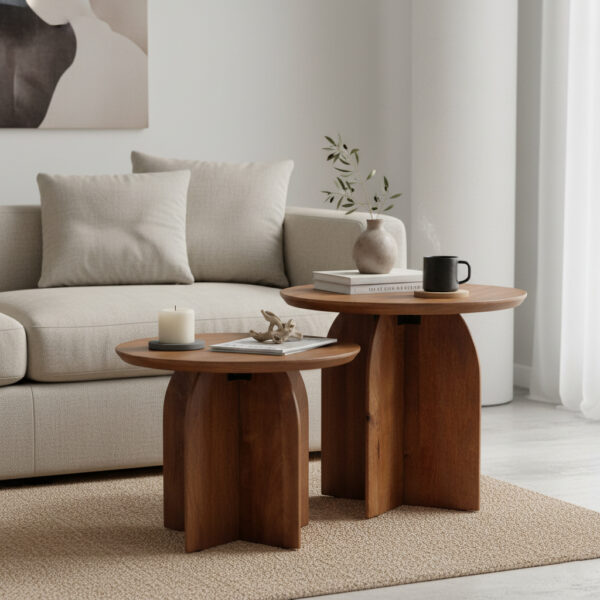 Bullnose bijzettafel met kruisvoet Ø 50 cm