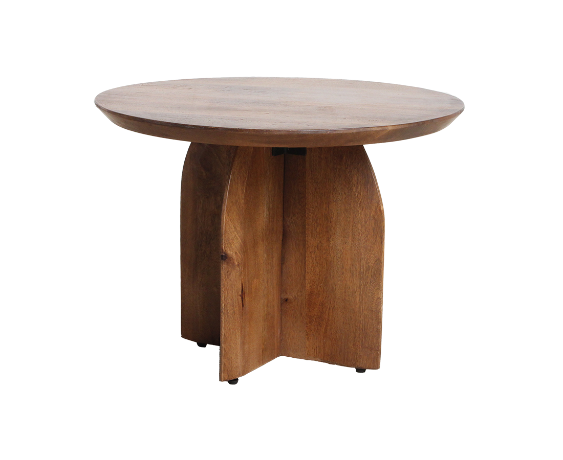 Bullnose mangohouten bijzettafel - cross Ø 55 cm