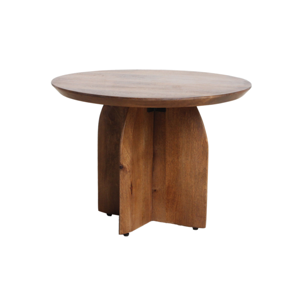 Bullnose mangohouten bijzettafel - cross Ø 55 cm