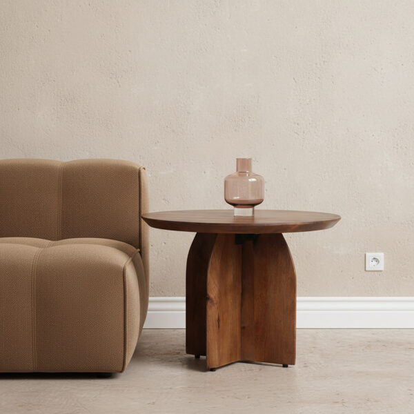 Bullnose mangohouten bijzettafel - cross Ø 55 cm