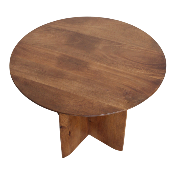 Bullnose mangohouten bijzettafel - cross Ø 55 cm