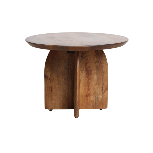 Bullnose mangohouten bijzettafel - cross Ø 55 cm