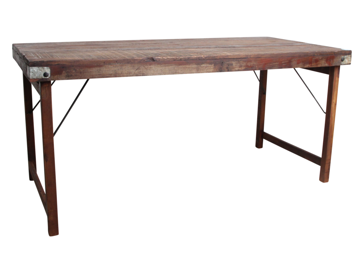 TAOW00094D-0.png Inklapbare vintage eettafel - gerecycled hout - 165 x 75 x 76 cm